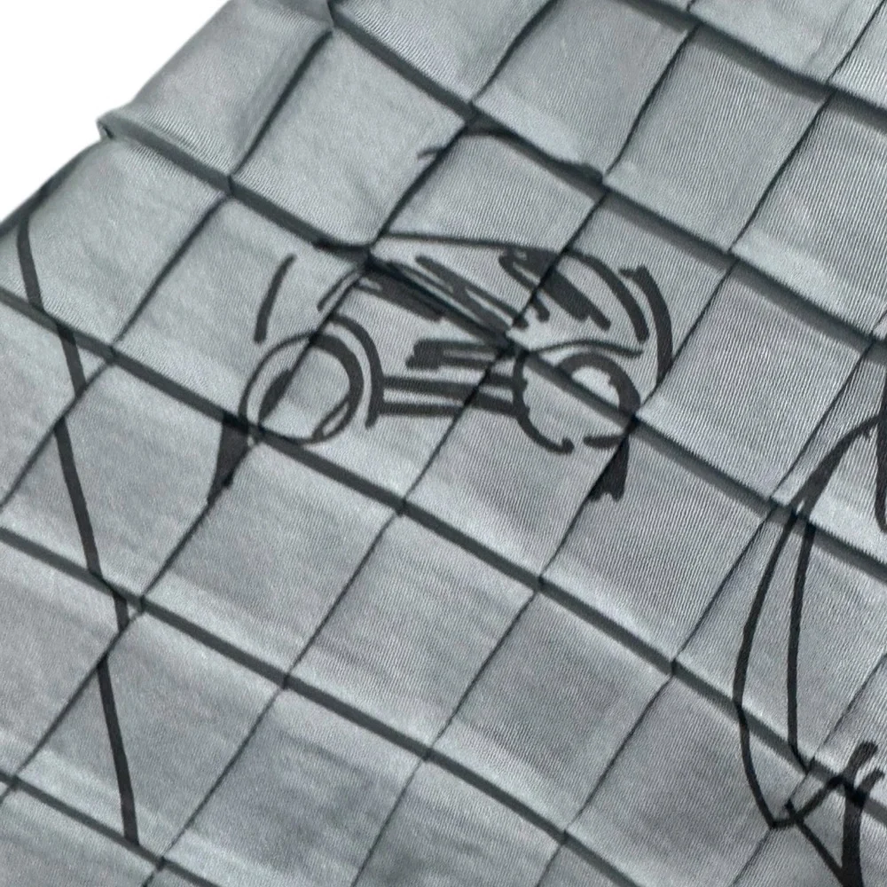 Giorgio Armani Black Label Silk Scarf Gray/Silver Pleated 29x29